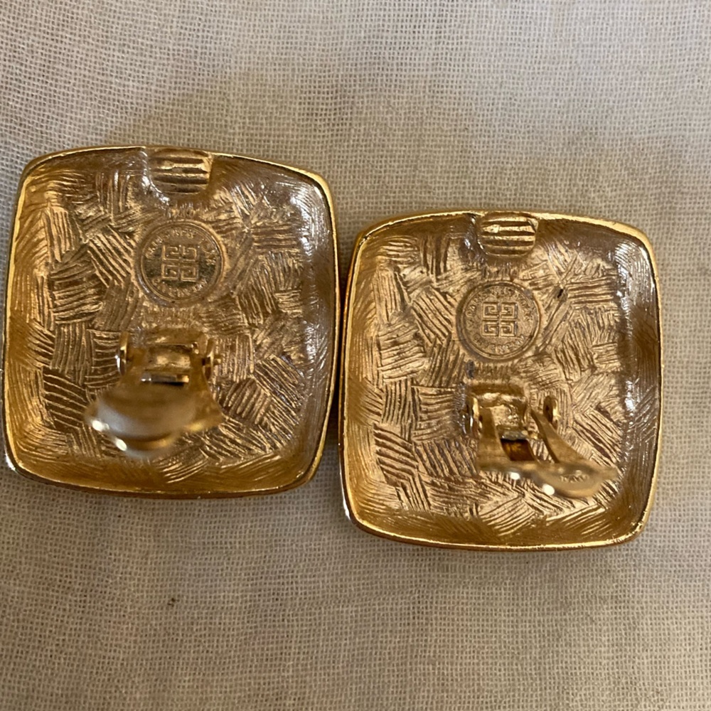 Givenchy Vintage Starburst Sunburst Square‎ Clip on Earrings - Picture 4 of 10